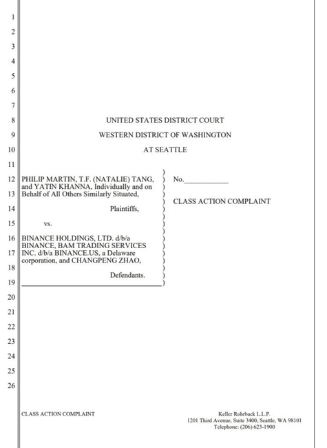 币安及其创办人赵长鹏面临新诉讼，涉及盗窃加密资产洗钱指控