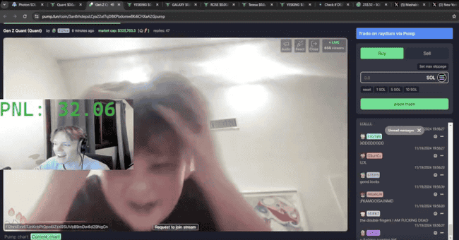 Pump.fun直播中，小孩靠迷因币$Quant狂赚3万，却因过早清仓痛失百倍收益