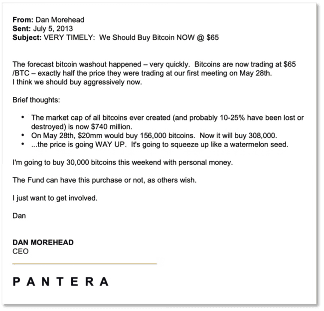 Pantera基金：十年前投资全球2%比特币，如今斩获1130倍收益神话