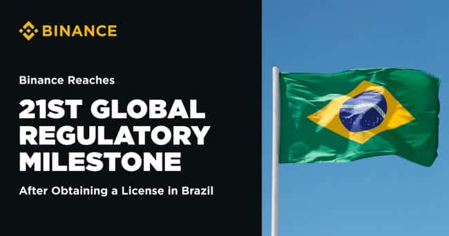 币安再获全球监理授权，巴西成为其第21个授权国家
