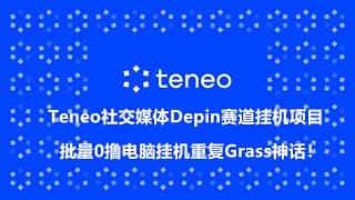 Teneo电脑免费挖矿：共享带宽，批量挂机，AI赋能，0撸空投，Depin赛道高收益项目