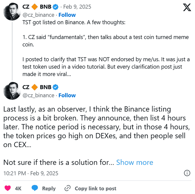 CZ否认购买Meme币和NFT：我从未涉足！