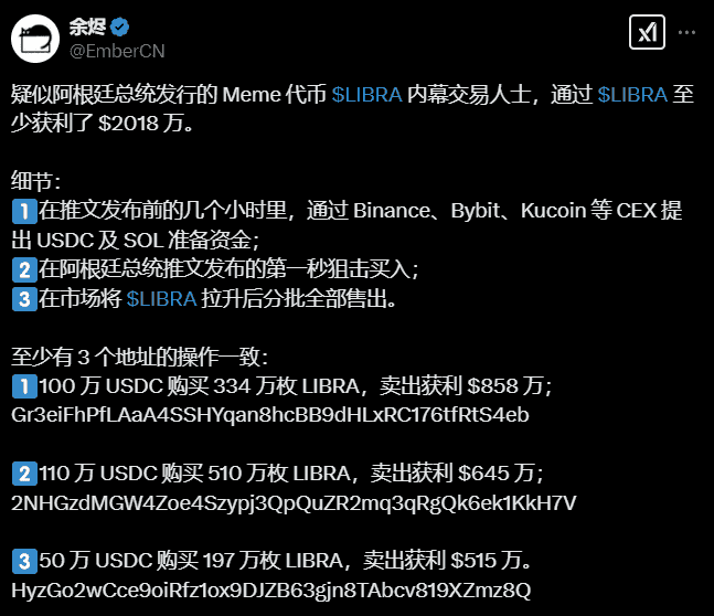 阿根廷总统代币涉嫌‘老鼠仓’与‘撤池子’策略，卷走上亿美金风波