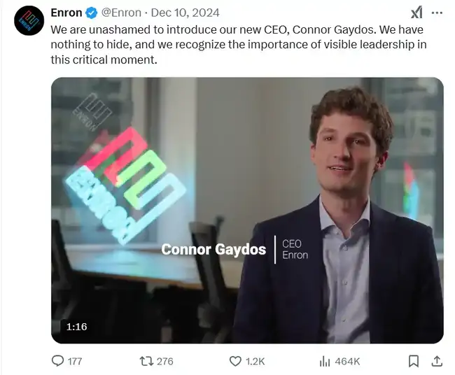 28岁美国小伙创新举措:为曾700亿巨头安然发行数字币?