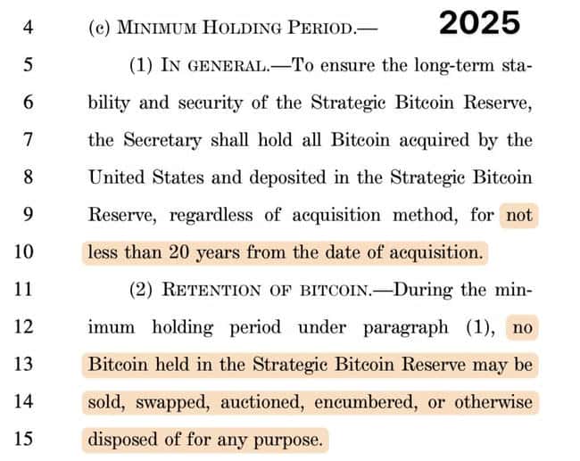 美国拟推新版比特币储备法案：黄金外汇换BTC，20年禁售引关注