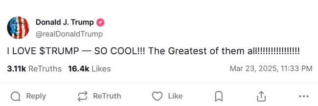 川普喊单失灵？$TRUMP迷因币神话破灭，巨鲸割肉离场