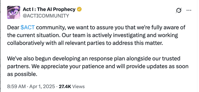 愚人节山寨币市场惨遭血洗：ACT暴跌58%，幕后黑手是谁？