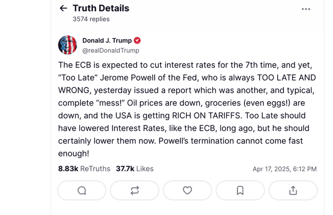 特朗普炮轰鲍威尔：解雇你比降息还快！联准会独立性受威胁，市场冲击在即？