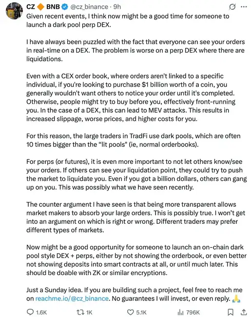 CZ惊爆加密黑市菜单：永续合约暗池交易背后的暴利密码