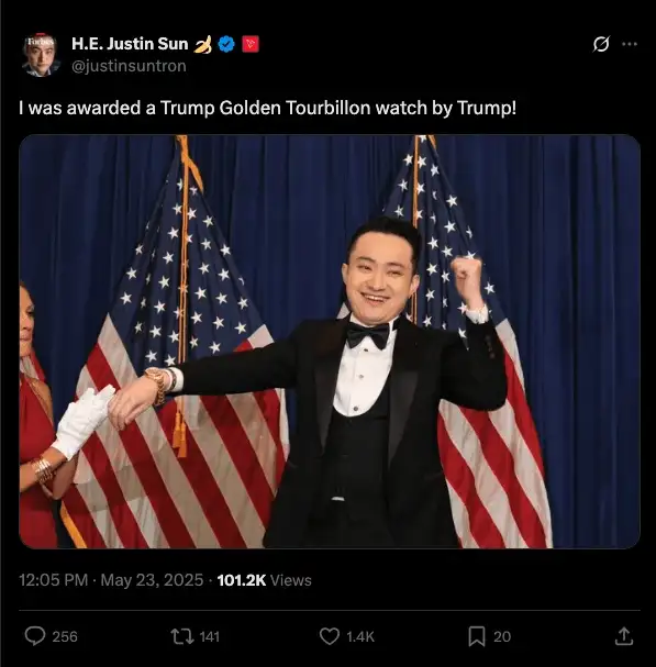 孙宇晨操盘波场23倍暴涨：特朗普晚宴后的华尔街闪电战