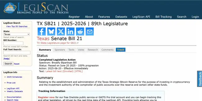 德州比特币储备法案：1000万美元+衍生品，全美首个落地执行！