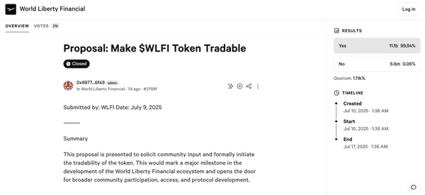 川普家族要“收网”了？WLFI代币转账功能获批，首批预售份额已解锁！