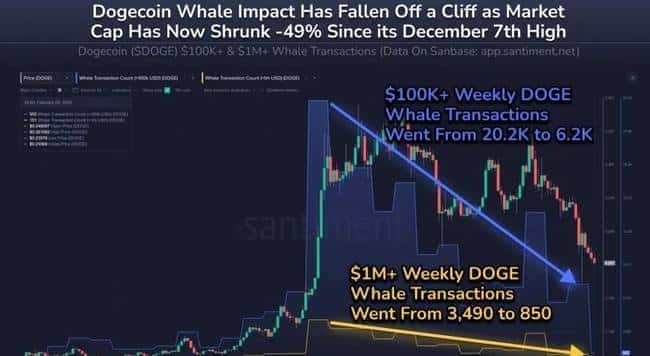狗狗币暴跌25%！大额交易骤减，未来能否迎来翻身之机？
