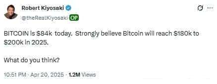 突发！比特币暴涨突破8.7万大关！富爸爸穷爸爸作者预测：年内有望冲击20万！